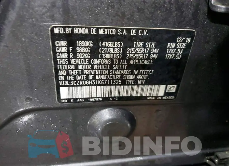 3CZRU6H31KG711325 Photo# 13