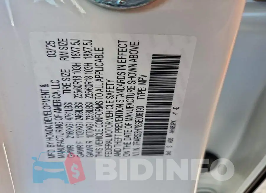 7FARS3H78SE006190 Photo# 13