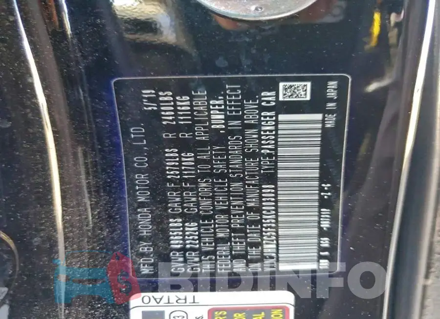 JHMZC5F35KC003098 Photo# 12