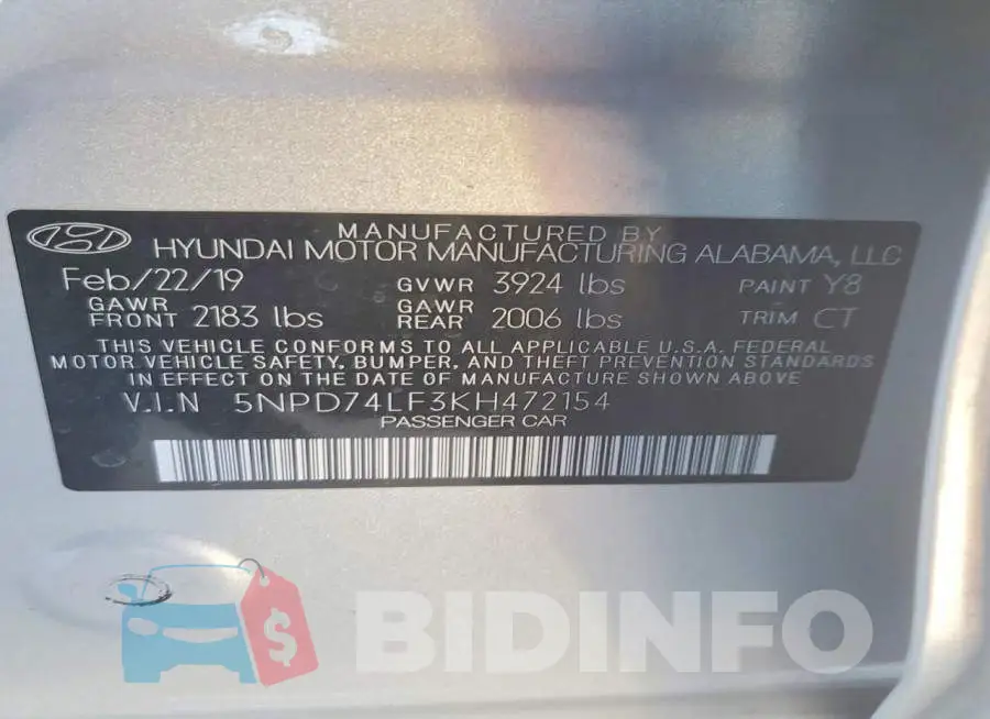 5NPD74LF3KH472154 Photo# 12