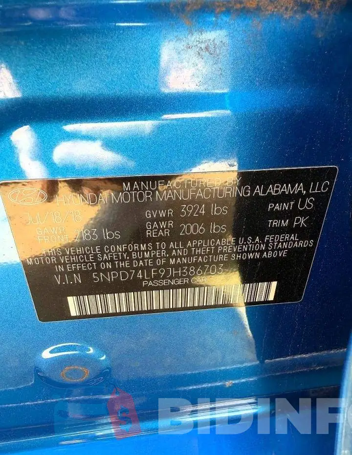 5NPD74LF9JH386703 Photo# 10