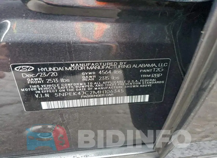 5NPEK4JC2MH106345 Photo# 13