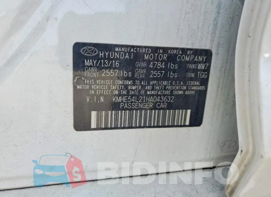KMHE54L21HA043632 Photo# 12