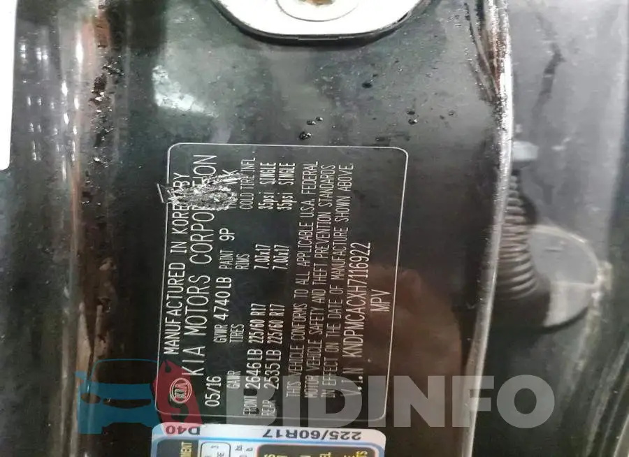 KNDPMCACXH7116922 Photo# 13