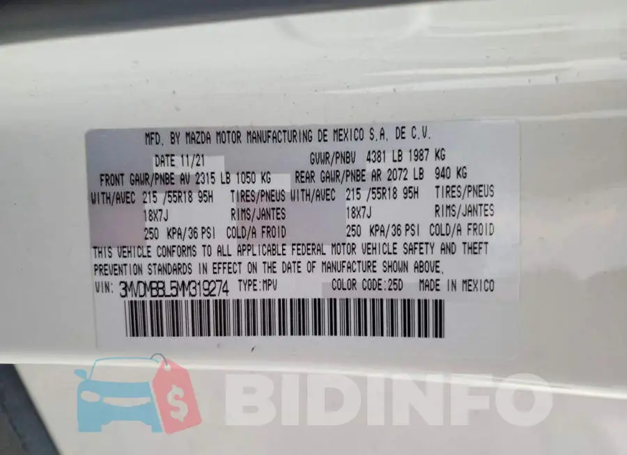 3MVDMBBL5MM319274 Photo# 13