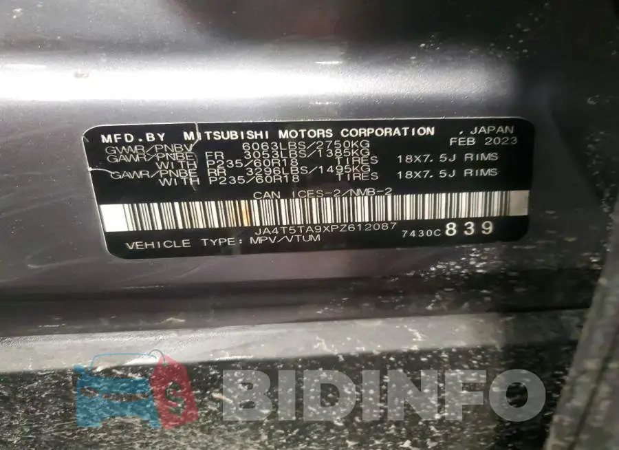 JA4T5TA9XPZ612087 Photo# 14