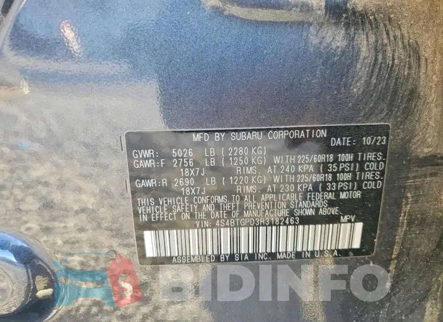 4S4BTGPD3R3182463 Photo# 14