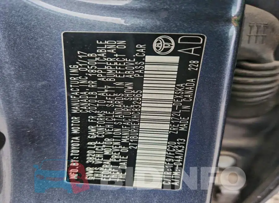 2T1BURHEXHC832965 Photo# 12