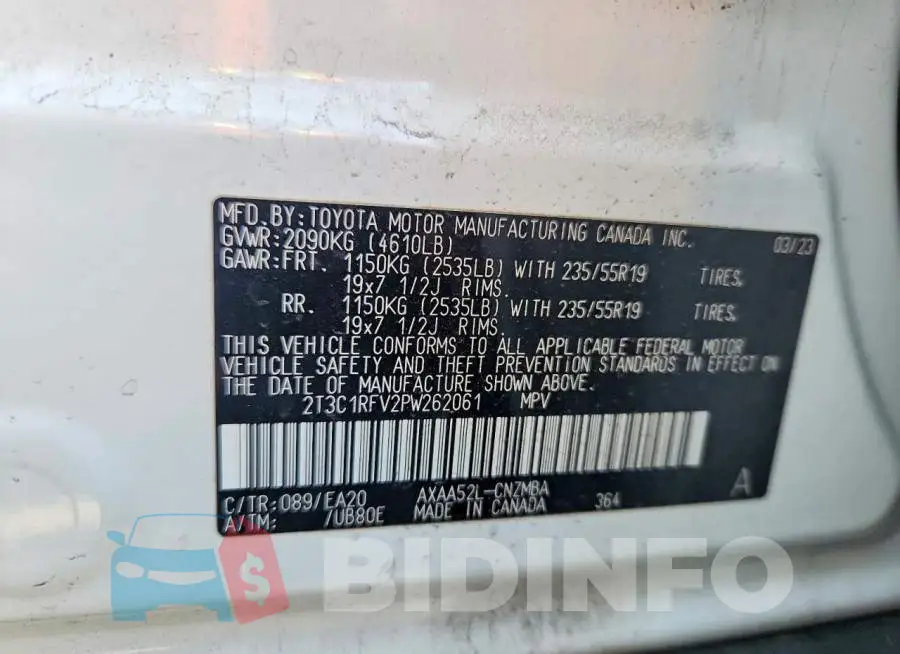 2T3C1RFV2PW262061 Photo# 12
