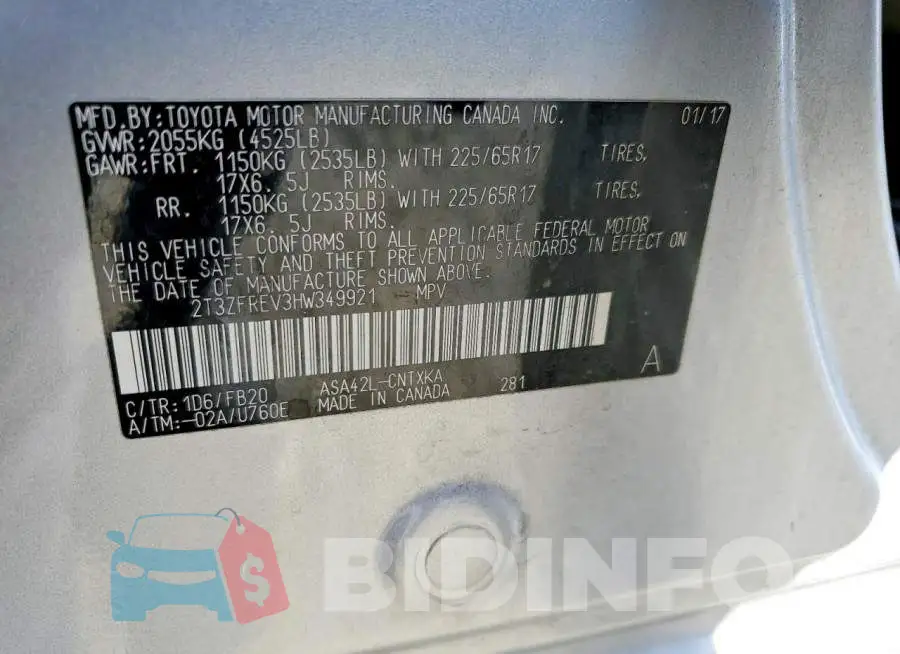 2T3ZFREV3HW349921 Photo# 14