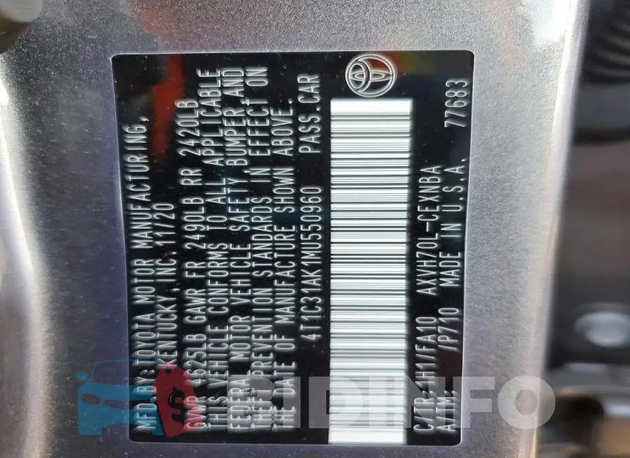 4T1C31AK1MU550960 Photo# 12