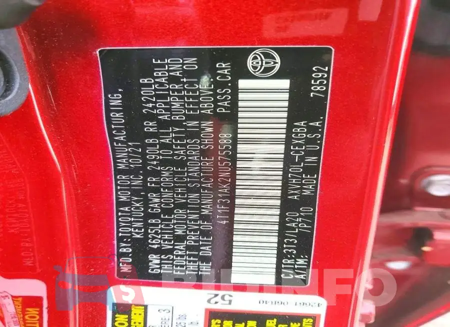 4T1F31AK2NU575588 Photo# 13