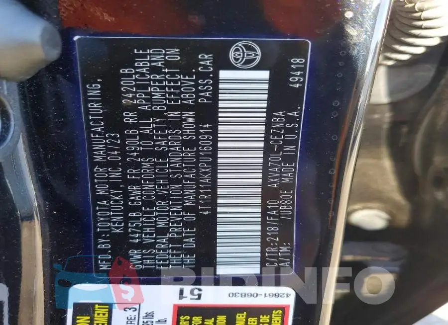 4T1R11AKXPU160914 Photo# 13