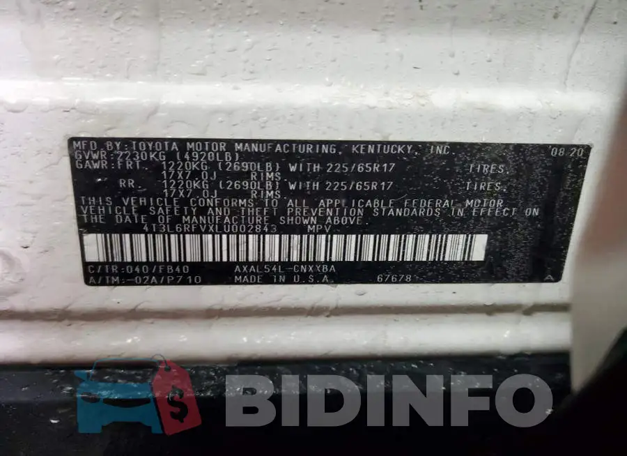 4T3L6RFVXLU002843 Photo# 12