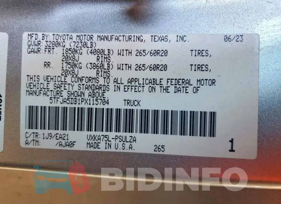 5TFJA5DB1PX115704 Photo# 13