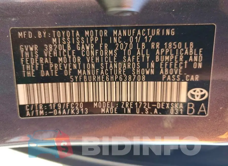 5YFBURHE6HP638708 Photo# 12
