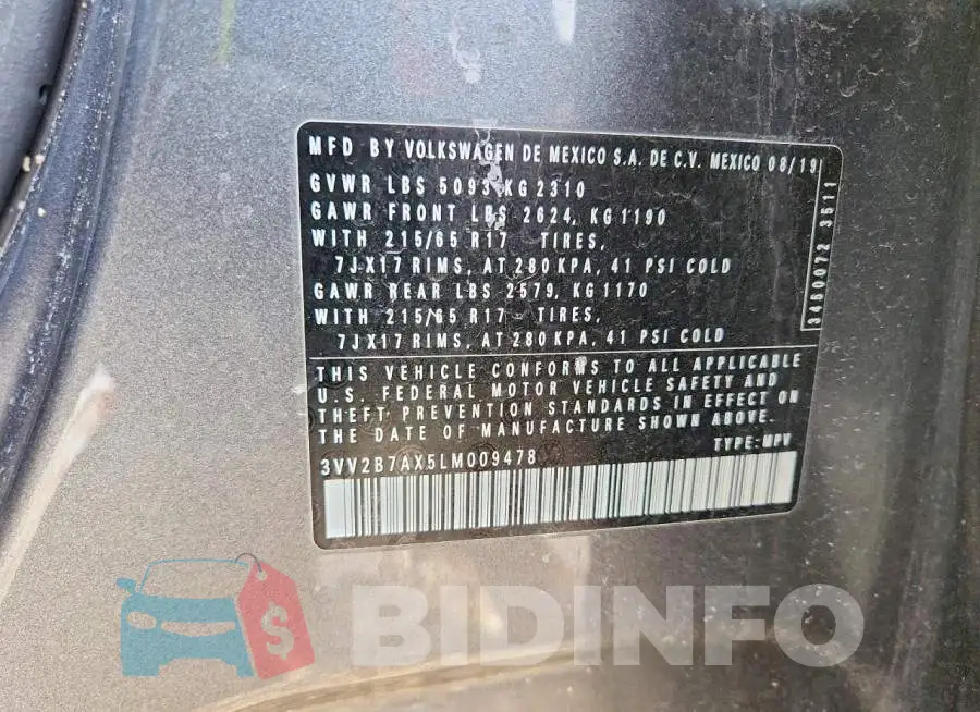 3VV2B7AX5LM009478 Photo# 13