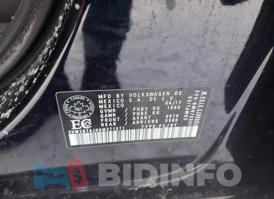 3VW2B7AJ0HM371071 Photo# 12
