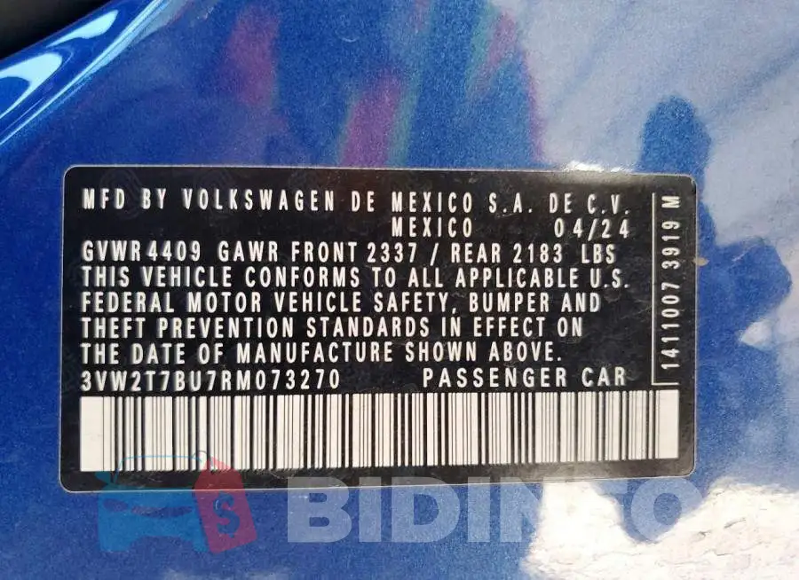 3VW2T7BU7RM073270 Photo# 12