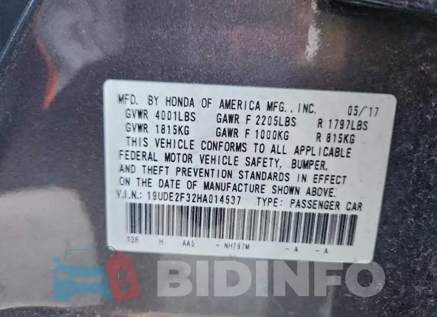 19UDE2F32HA014537 Photo# 12