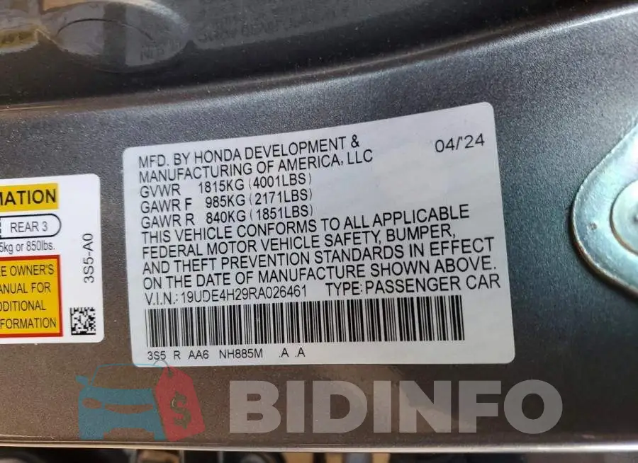 19UDE4H29RA026461 Photo# 12