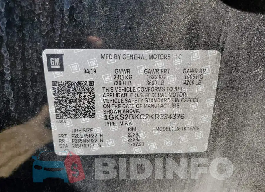 1GKS2BKC2KR334376 Photo# 13
