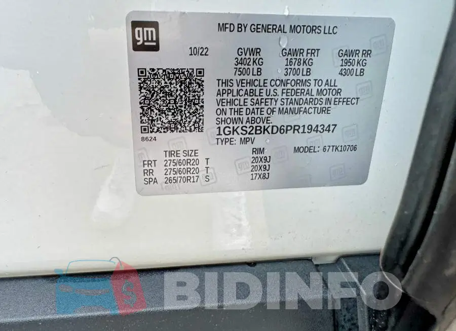 1GKS2BKD6PR194347 Photo# 10