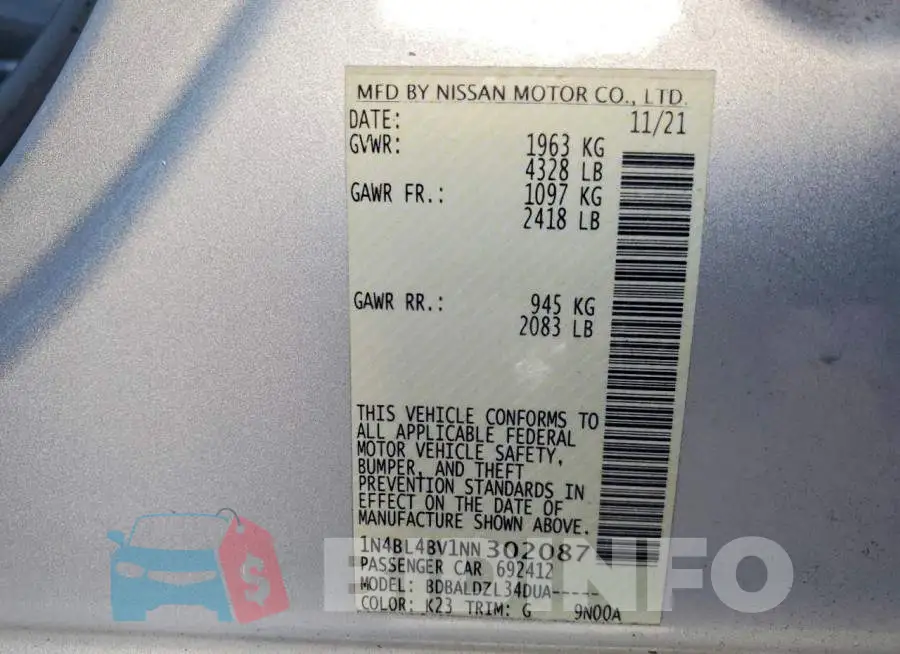 1N4BL4BV1NN302087 Photo# 12