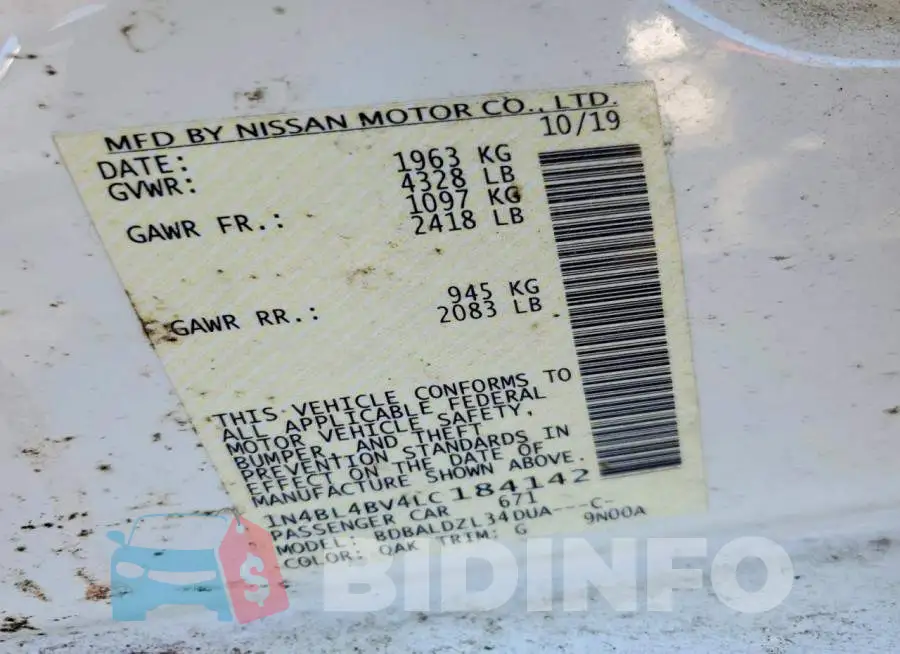 1N4BL4BV4LC184142 Photo# 12