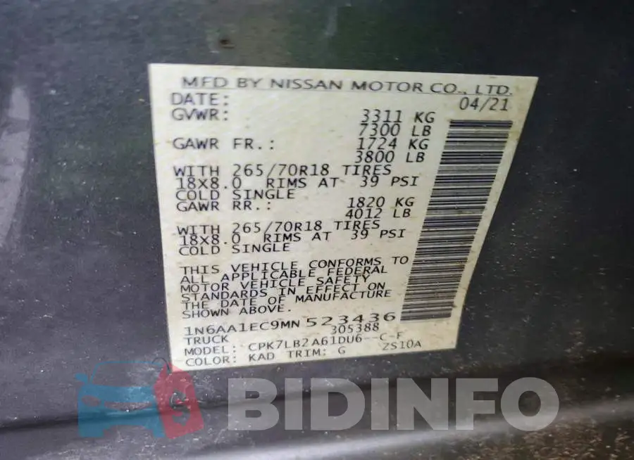 1N6AA1EC9MN523436 Photo# 12