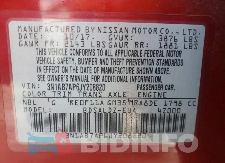 3N1AB7AP6JY208820 Photo# 13