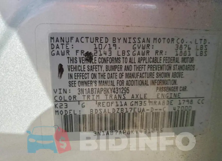 3N1AB7AP8KY431295 Photo# 12