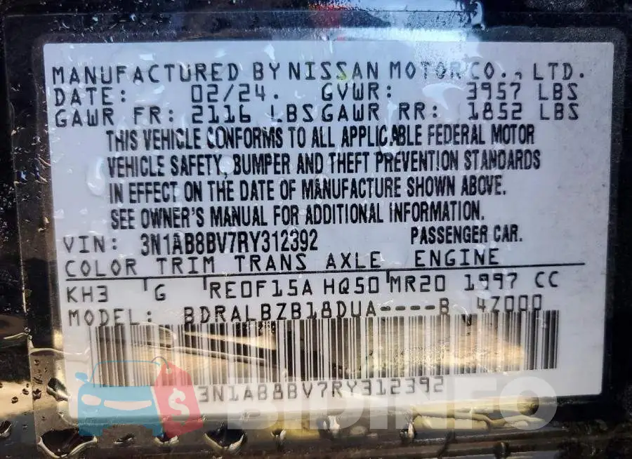 3N1AB8BV7RY312392 Photo# 12