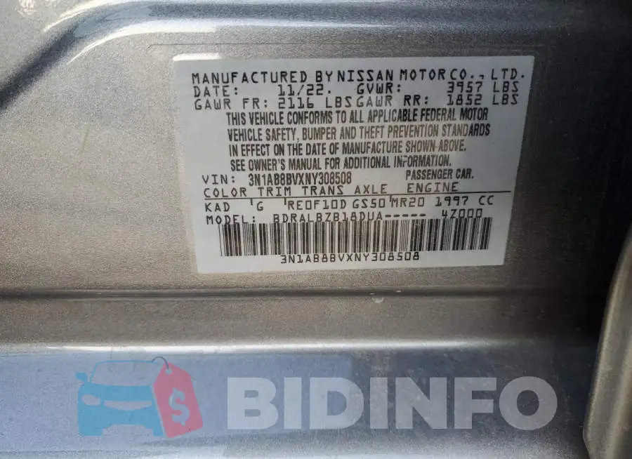 3N1AB8BVXNY308508 Photo# 12