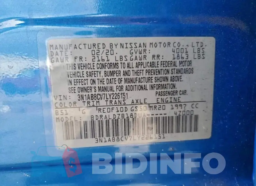3N1AB8CV7LY226151 Photo# 13