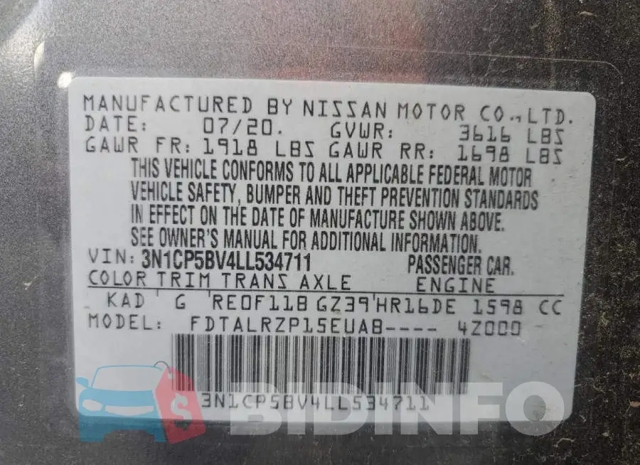 3N1CP5BV4LL534711 Photo# 13