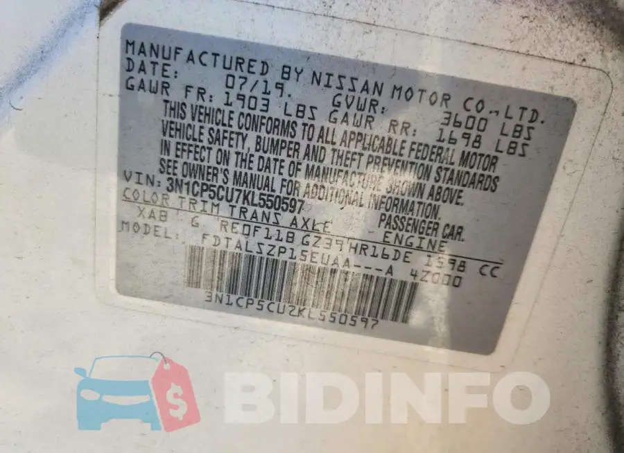 3N1CP5CU7KL550597 Photo# 14