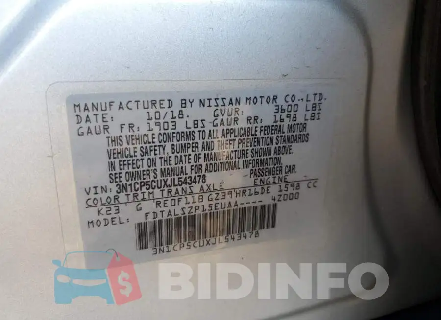 3N1CP5CUXJL543478 Photo# 13