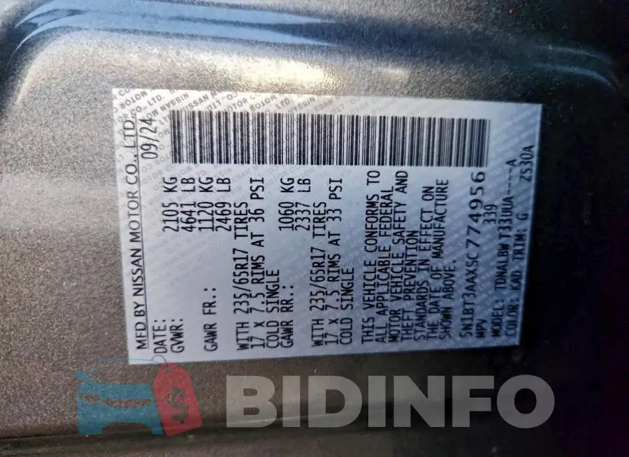 5N1BT3AAXSC774956 Photo# 14