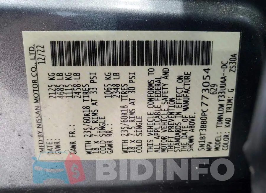 5N1BT3BB0PC773054 Photo# 13