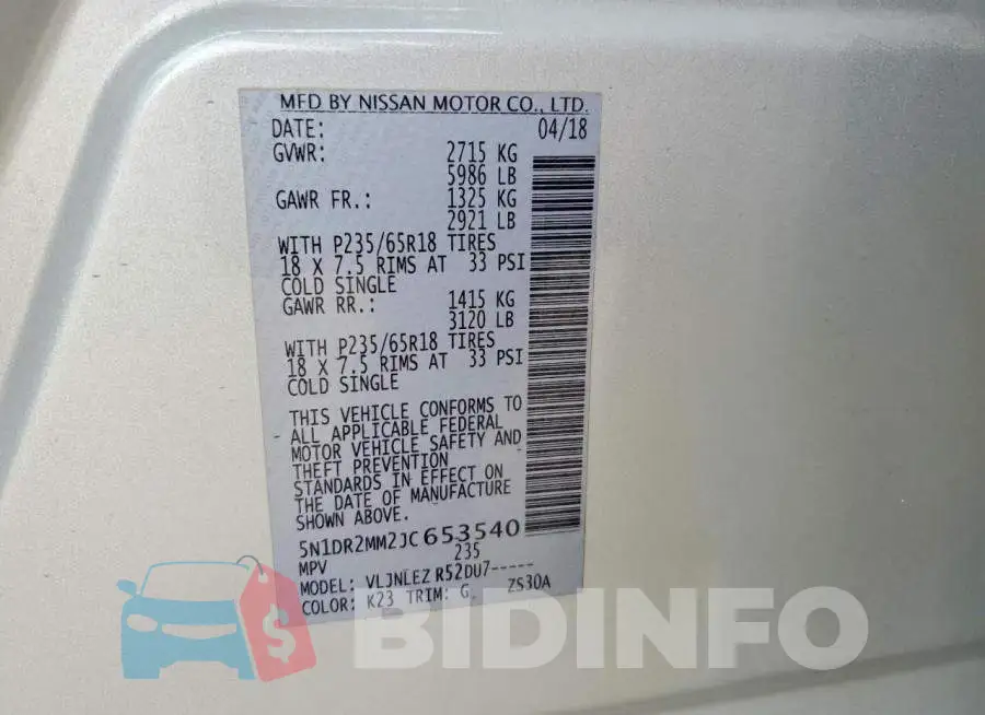 5N1DR2MM2JC653540 Photo# 14