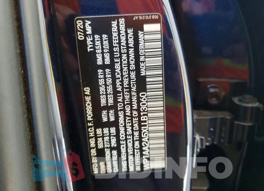 WP1AA2A5XLLB13060 Photo# 14