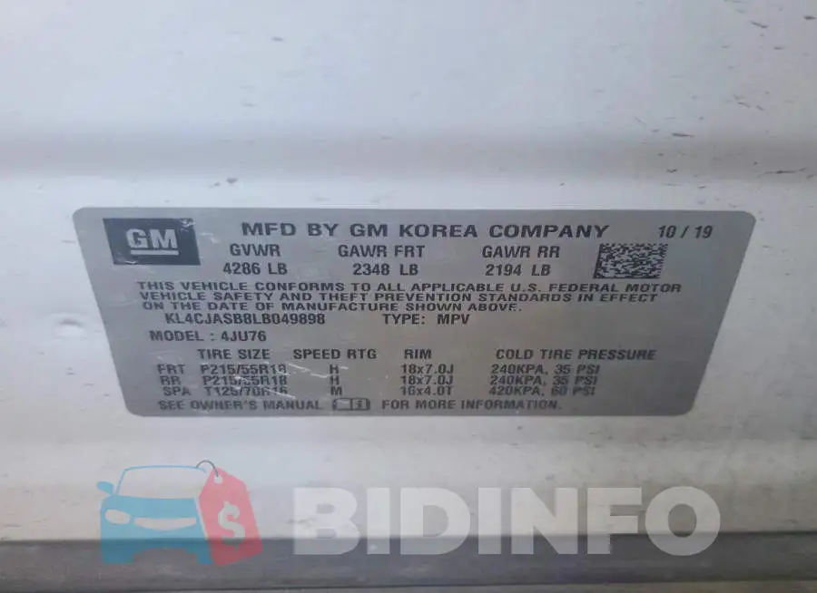 KL4CJASB8LB049898 Photo# 13