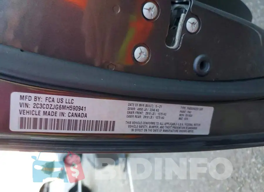 2C3CDZJG6MH590941 Photo# 12