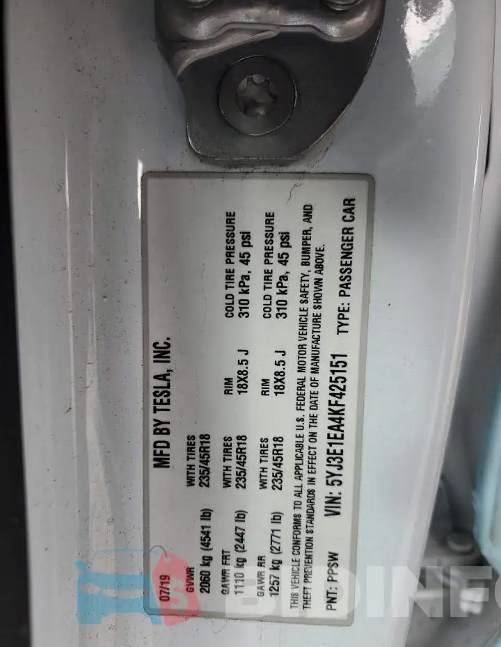5YJ3E1EA4KF425151 Photo# 12