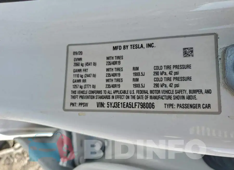 5YJ3E1EA5LF798006 Photo# 14