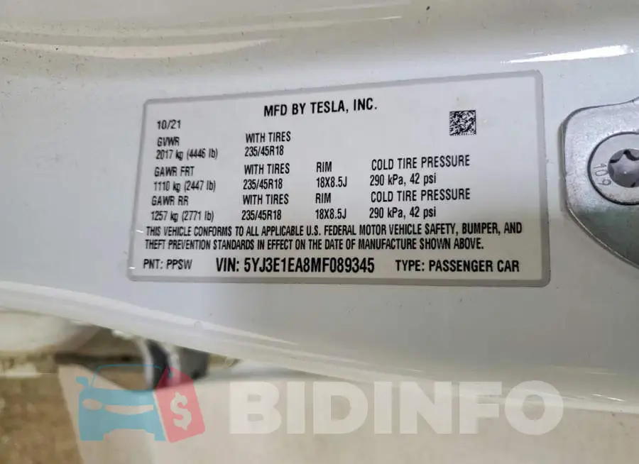 5YJ3E1EA8MF089345 Photo# 13