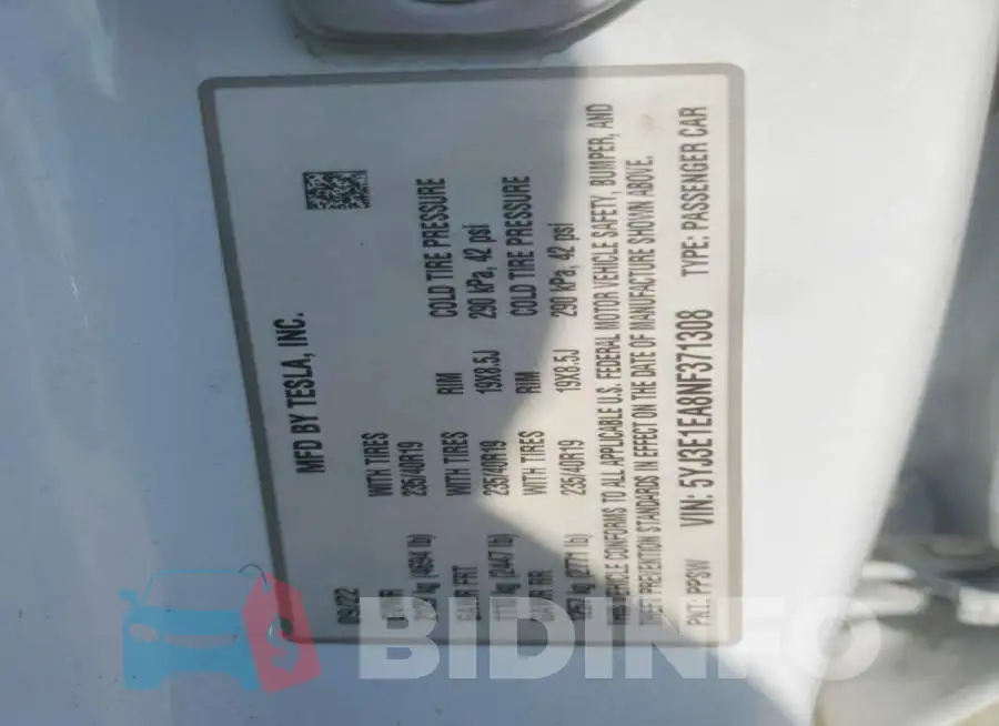 5YJ3E1EA8NF371308 Photo# 12