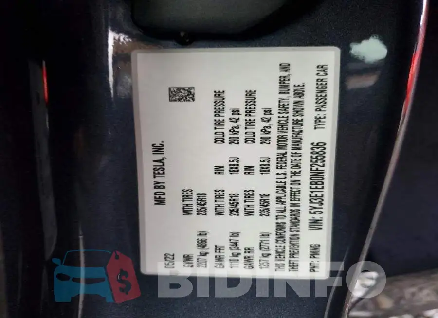 5YJ3E1EB0NF255836 Photo# 13