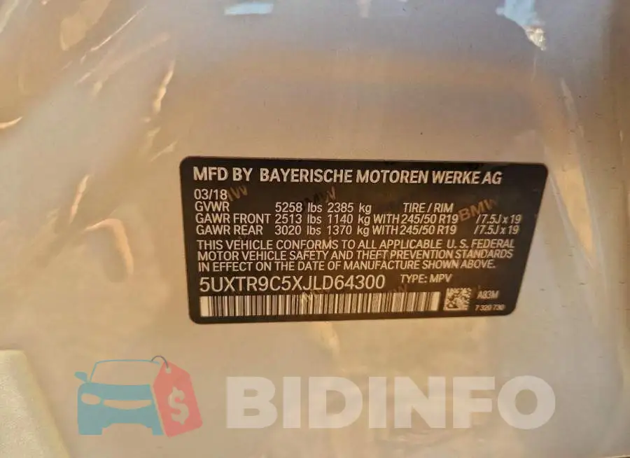 5UXTR9C5XJLD64300 Photo# 13
